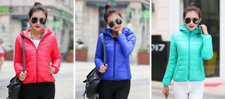 Jackets for Women Quilted Padded Lightweight Puffer Woman Coat Hoodie Short Yellow Thick Padding Feather Cropped Cute Modern Hot