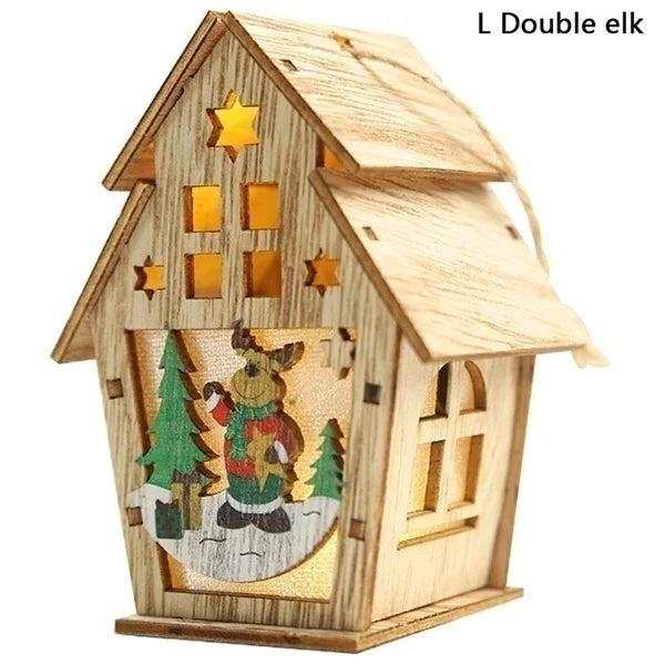 Handmade Hanging Decorations !, LED Wooden Christmas House Ornament!, Handmade Christmas Glow Perfect for Windows & Trees!, Festive Fun for Kids & Adults