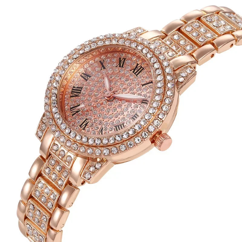Luxury 2026 Fashion Rhinestone Watch for Women Gifts Sparkling Quartz Timepiece with Stainless Steel Strap Wristwatch for Lover