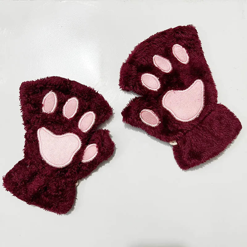 Quality Premium 2026 Style Women Gloves Bear Palm Paw Animals Plushclaw Glove Winter Fluffy Cat Paw Full Finger Gloves Keep Warm Lovely Soft Furry Mittens