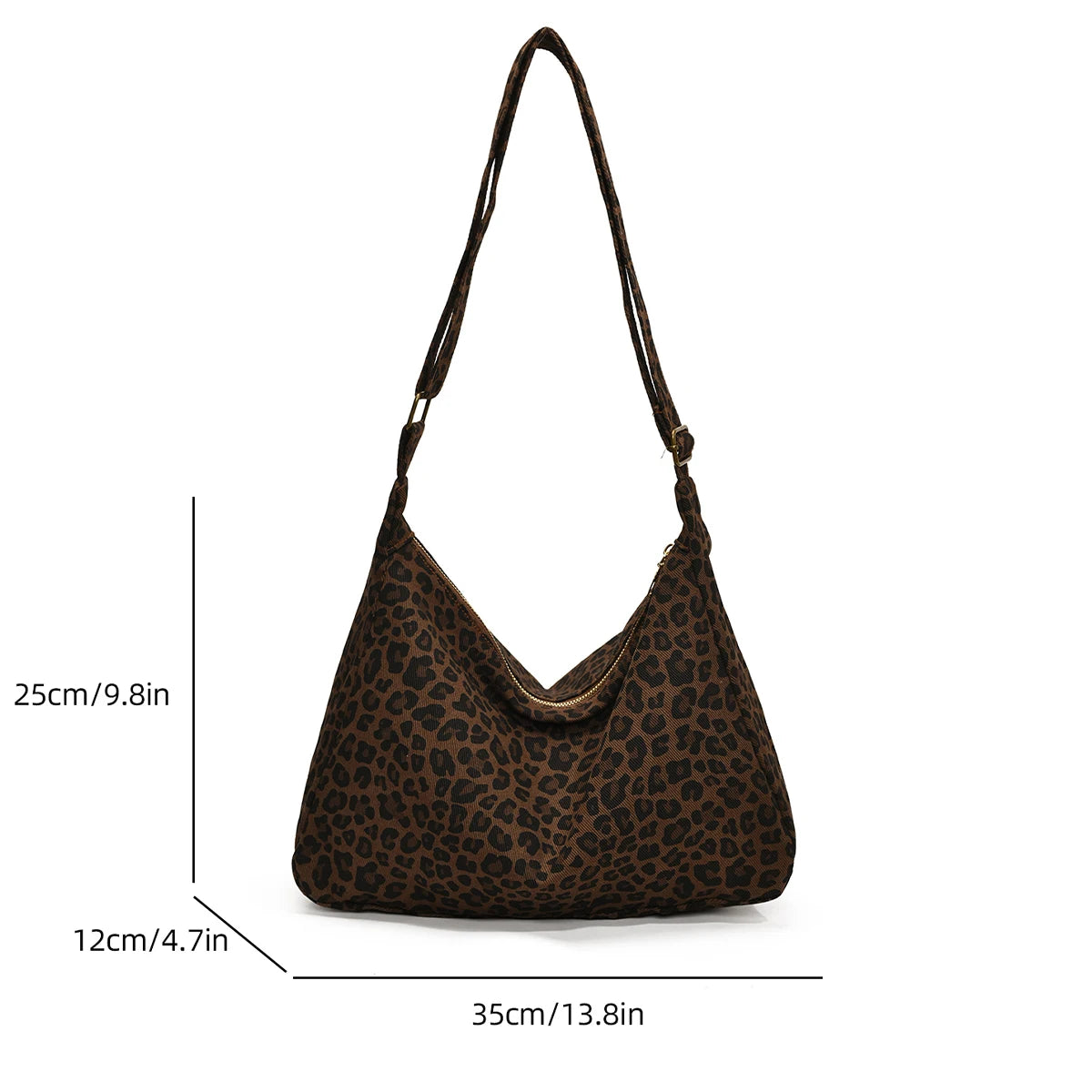 Trendy 2026 Paris Casual Soft Textile Women's Shoulder Bag Large Capacity Leopard Print Female Retro Crossbody Bag For Commute Outings