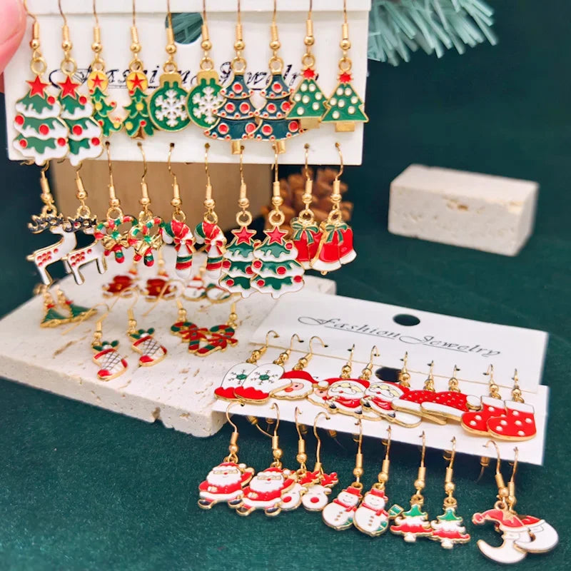 50PCS- Women's Fashion Cartoon Christmas Earrings Set, Christmas Pop Elements, Christmas Earrings, Surprise Gifts