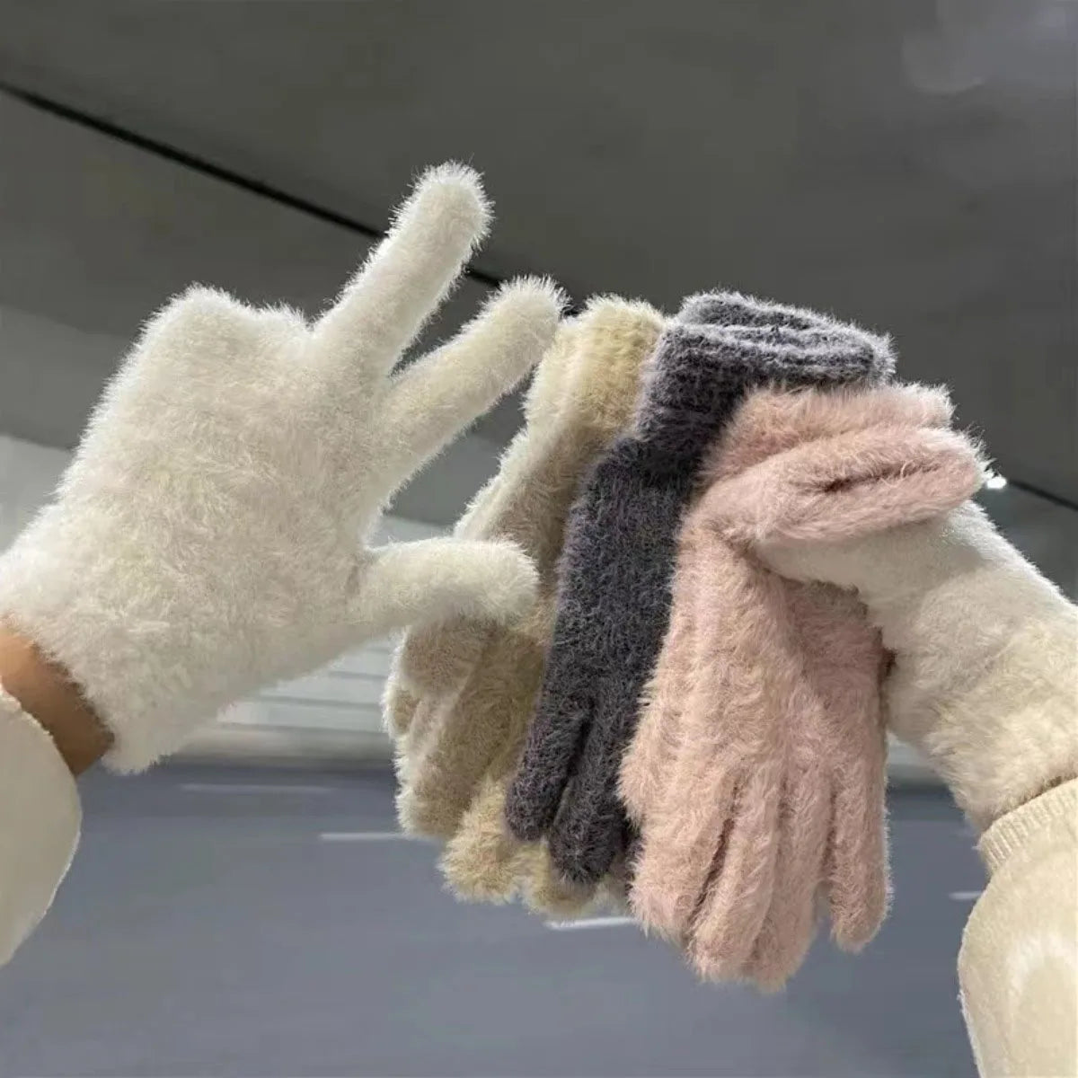 Plush Fleece Gloves Soft, Warm & Irresistibly Cute, Stay Cozy & Stylish! Premium Solid Color Mittens for Women Trendy Winter Essential
