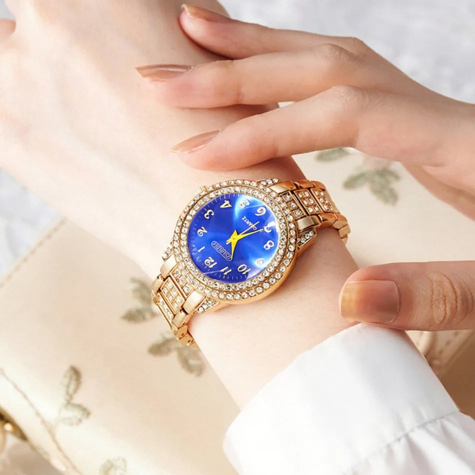 Premium Style & Sparkle Elegant Ladies Quartz Watch with Matching Jewelry Perfect Gift for Her, Luxury Meets Fashion 6PCS Elegant Quartz Watch & Jewelry Set Perfect for Valentine’s Day & Special Occasions