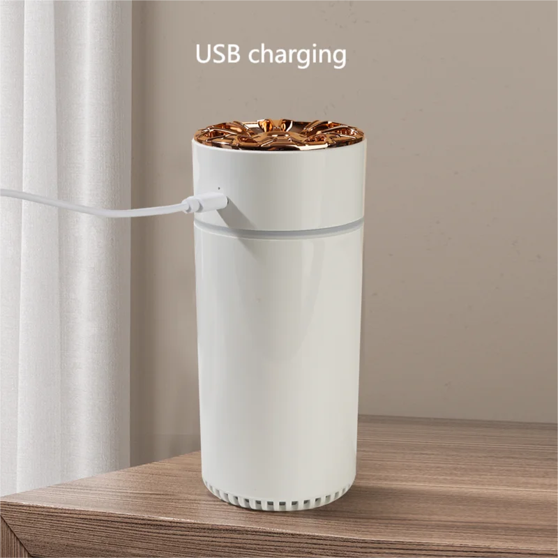 Premium Car Diffuser HumidifierUSB Rechargeable Humidifier for Car & Office Compact, Elegant, 300ml Car Humidifier with Visible Water Level & Color Changing Lights