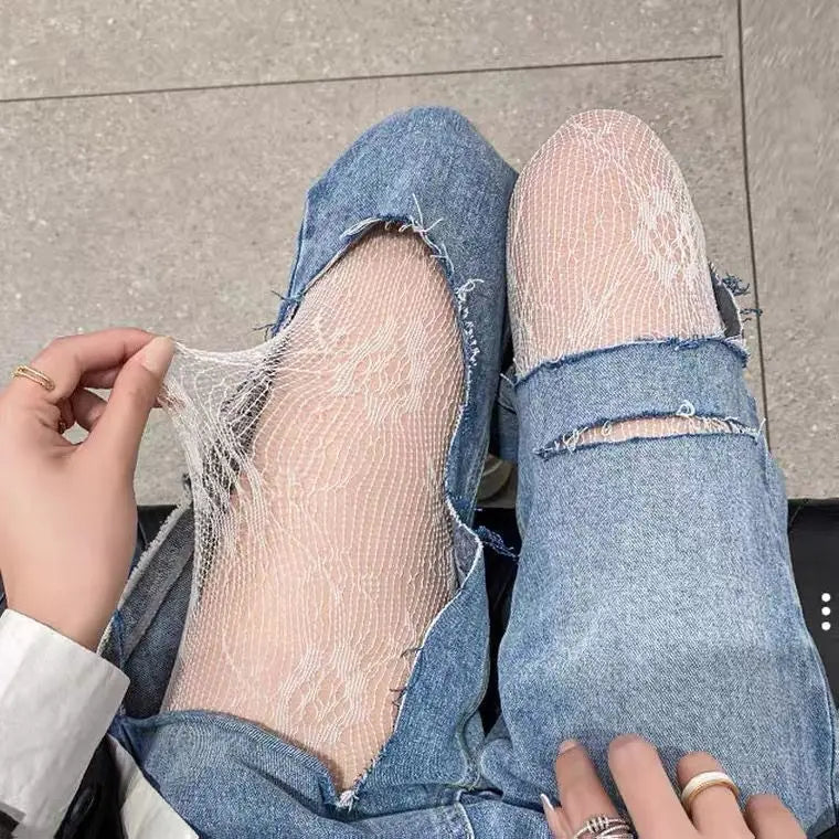 High Quality Heart Flower Pattern Pantyhose, Trendy Japanese Punk Inspired Mesh Tights Sexy, Soft & Premium, Mesh Heart & Flower Fishnet Stockings, Sexy & Cute! Heart Flower Mesh Fishnet Tights for Trendy Girls