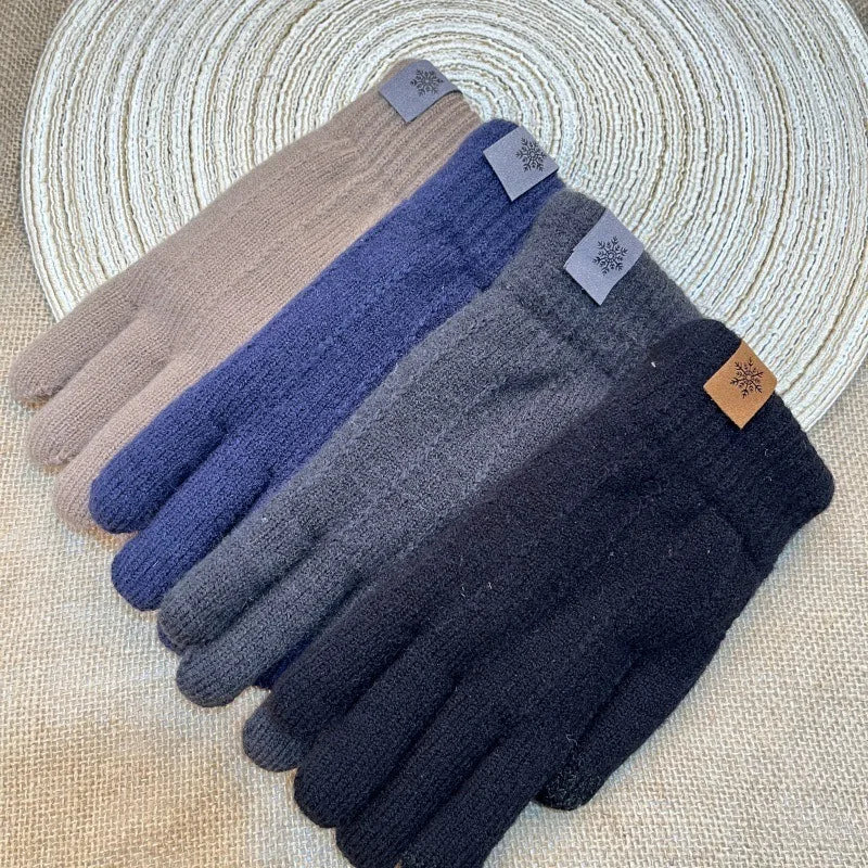 Premium High Class Touch Screen Gloves for Men Women, Winter Warm Flece Lined Knit Gloves, Stretchable Thickened Skiing Travel Gloves