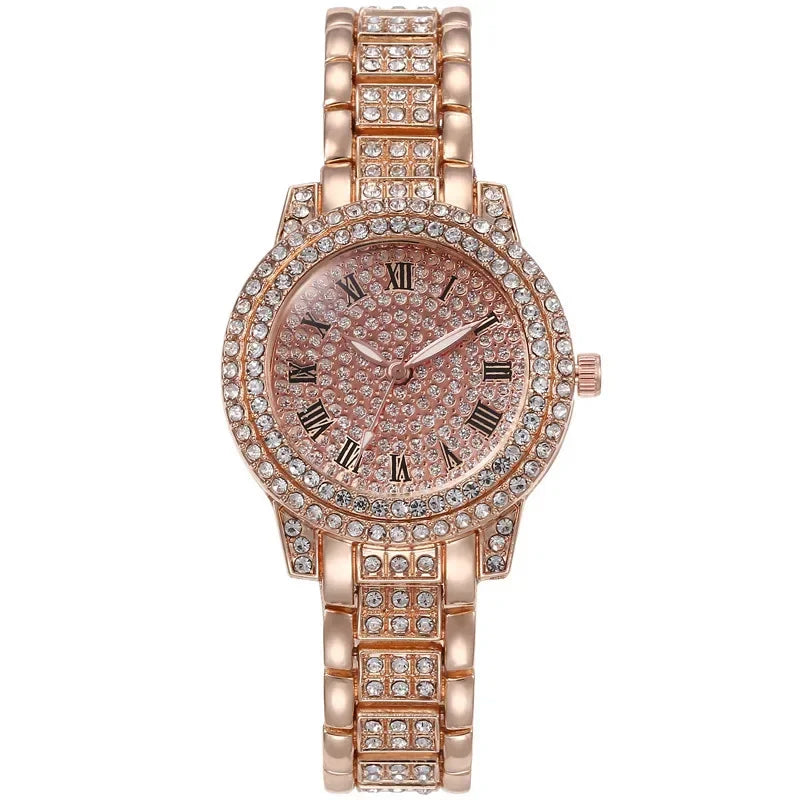 Luxury 2026 Fashion Rhinestone Watch for Women Gifts Sparkling Quartz Timepiece with Stainless Steel Strap Wristwatch for Lover