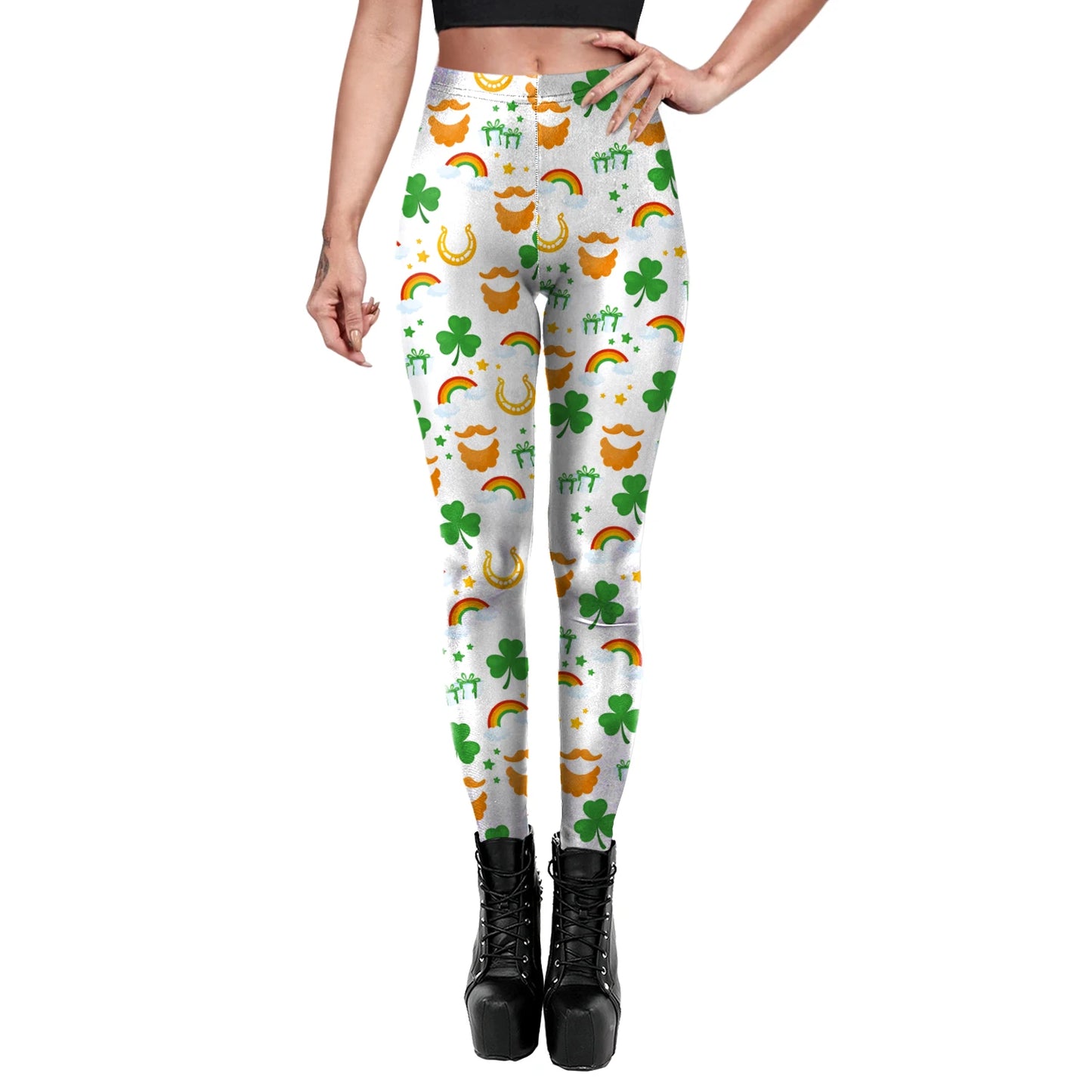 Sexy Elastic Leggings You're My Secret Clover Print Leggings Festive, Stretchy & Figure Flattering!, Celebrate in Style, Party-Ready Leggings Green Clover Print for Fun, Festive Vibes