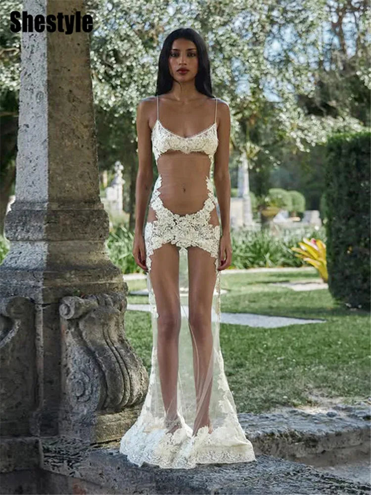 Shestyle Lace 2026 Fashion Transparent Mini Dress for Bold & Trendy Women, Sexy Elegance!, Premium Quality Sheath Dress & Mesh Nightwear for Club & Party Nights, Fashion Forward & Instagram-Ready! Lace Transparent Mini Dress for Women Who Dare to Slay