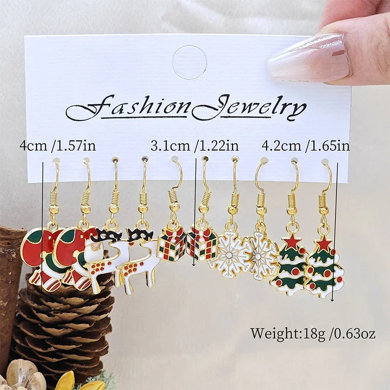 Premium High Clas Christmas Themed 50 pcs Set of Earrings Christmas Themed Earrings Vintage Metal Santa Earrings Designed for Women Fashion