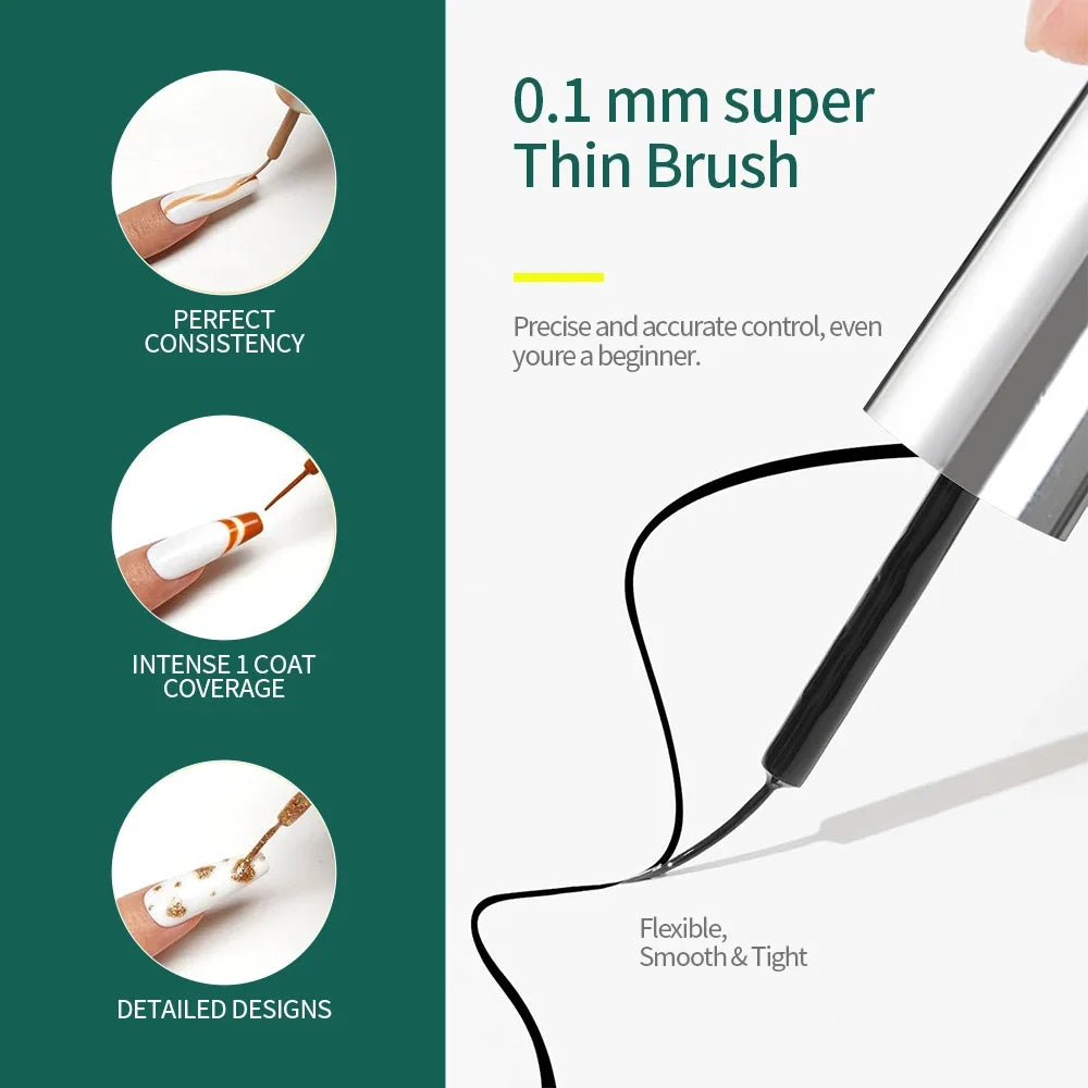 NAILPOP Gel Nail Liner 5 Trendy Colors for Stunning 2026 Nail Art!, DIY French Tips, Swirls & Designs Soak-Off Gel Polish with Brush, NAILPOP 5-Color Gel Liner 2026 Style