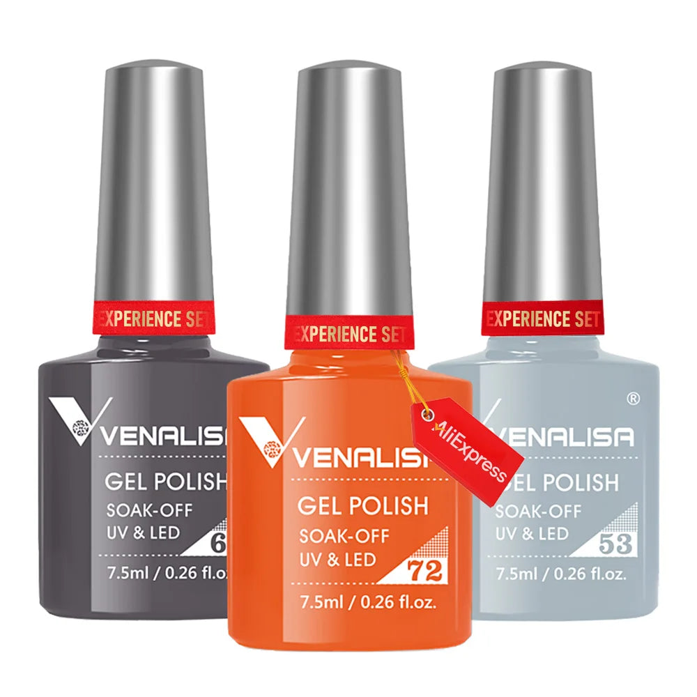 VENALISA Gel Kit 7.5ml x3 Perfect for Chic & Instagram-Ready Nails!, VENALISA Gel Kit 7.5ml x3 Perfect for Chic , VENALISA 3pcs Gel Polish Kit, DIY Salon-Quality Nails at Home, Soak-Off UV/LED Gel Polish