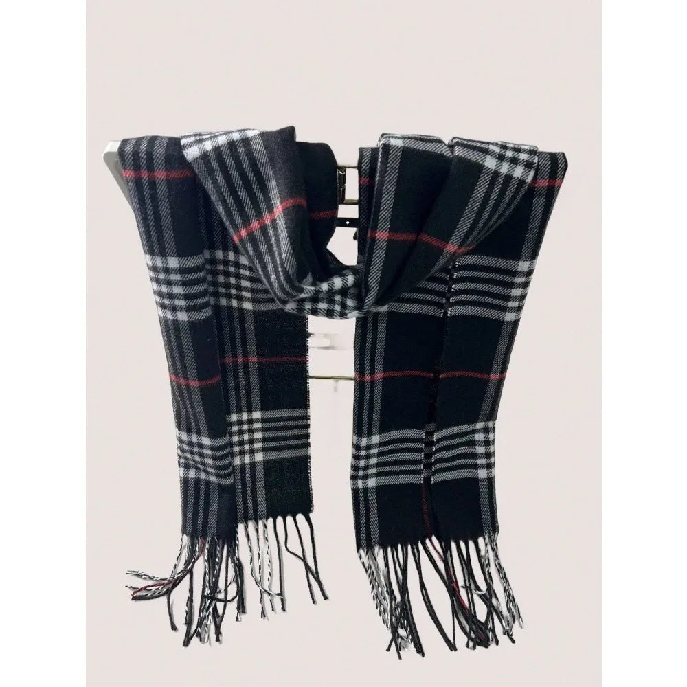 Luxury Cashmere Scarf Warm, Plush & Effortlessly Chic, Premium Plaid Cashmere Shawl for Men & Women Trendy