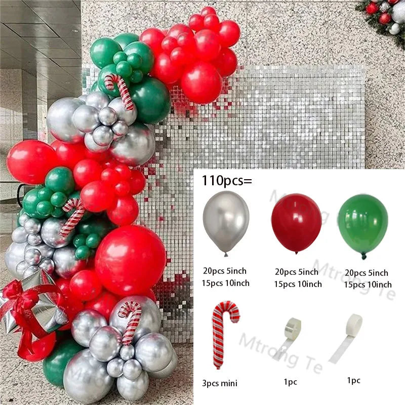 🎄Christmas Party Balloon Arch 2025, Balloon Garland for Christmas & New Year Celebrations!, Create a Festive Wonderland, Deck the Halls in Style Red & Green Christmas Balloon Arch Kit!