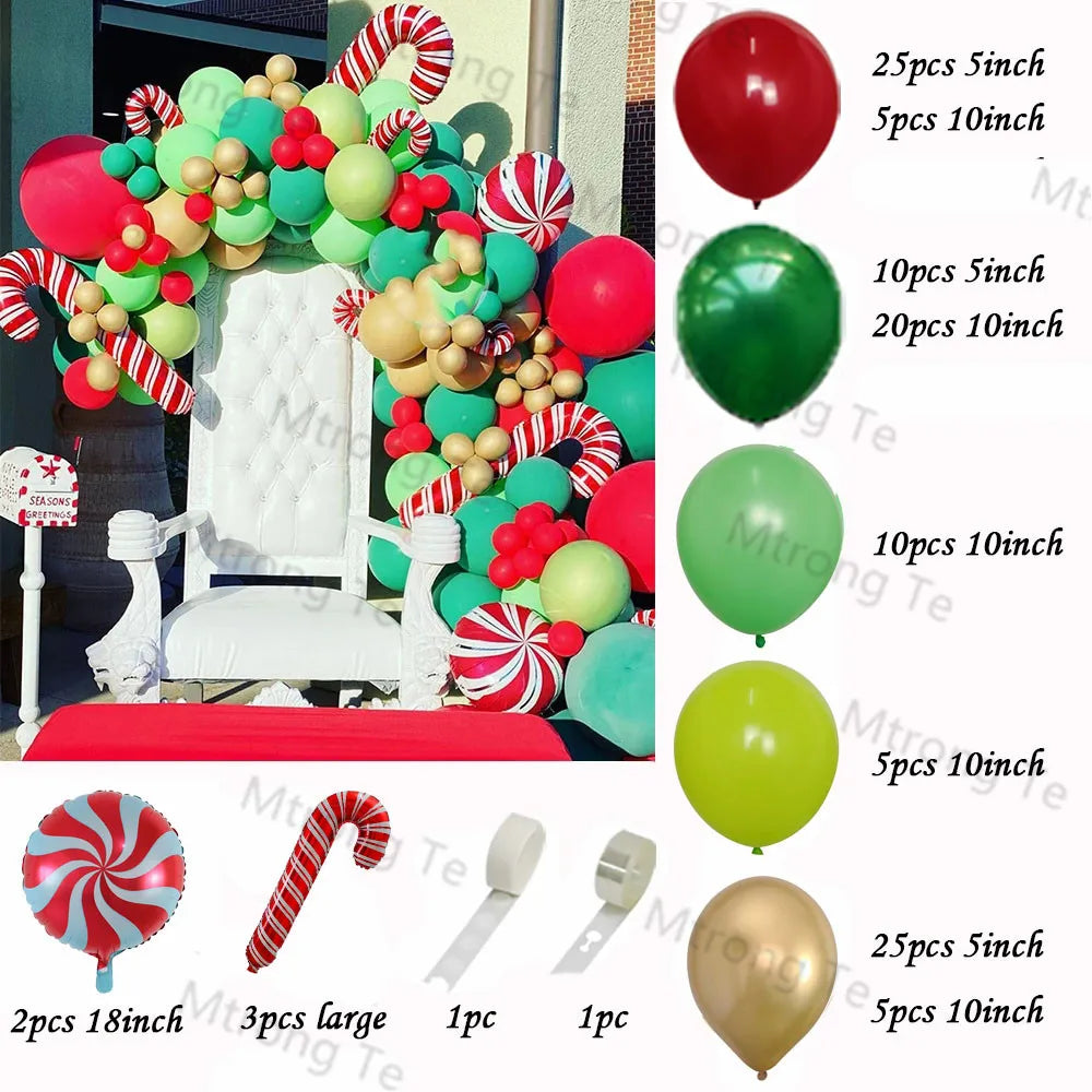 🎄Christmas Party Balloon Arch 2025, Balloon Garland for Christmas & New Year Celebrations!, Create a Festive Wonderland, Deck the Halls in Style Red & Green Christmas Balloon Arch Kit!