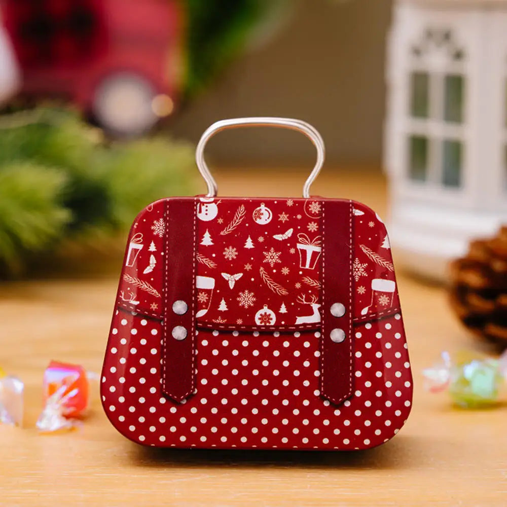 Christmas Metal Box for Kids & Adults!,Christmas 2024 Handbag Tin Jar!, Chic Holiday Storage Jewelry & Treats in a Christmas Tin Handbag!, Store, Gift, & Sparkle Christmas 2024 Handbag Tin Jar
