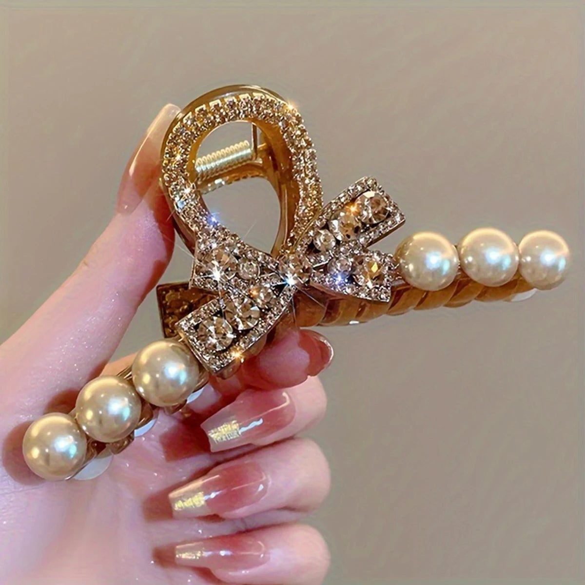 2026 Fashion Editon Quality 1pc Luxury Imitation Pearl Hair Claw Elegant Retro Hairclip Hair Coiling Tools Perfect Gift Women Daily Wear Hair Clip Accessory