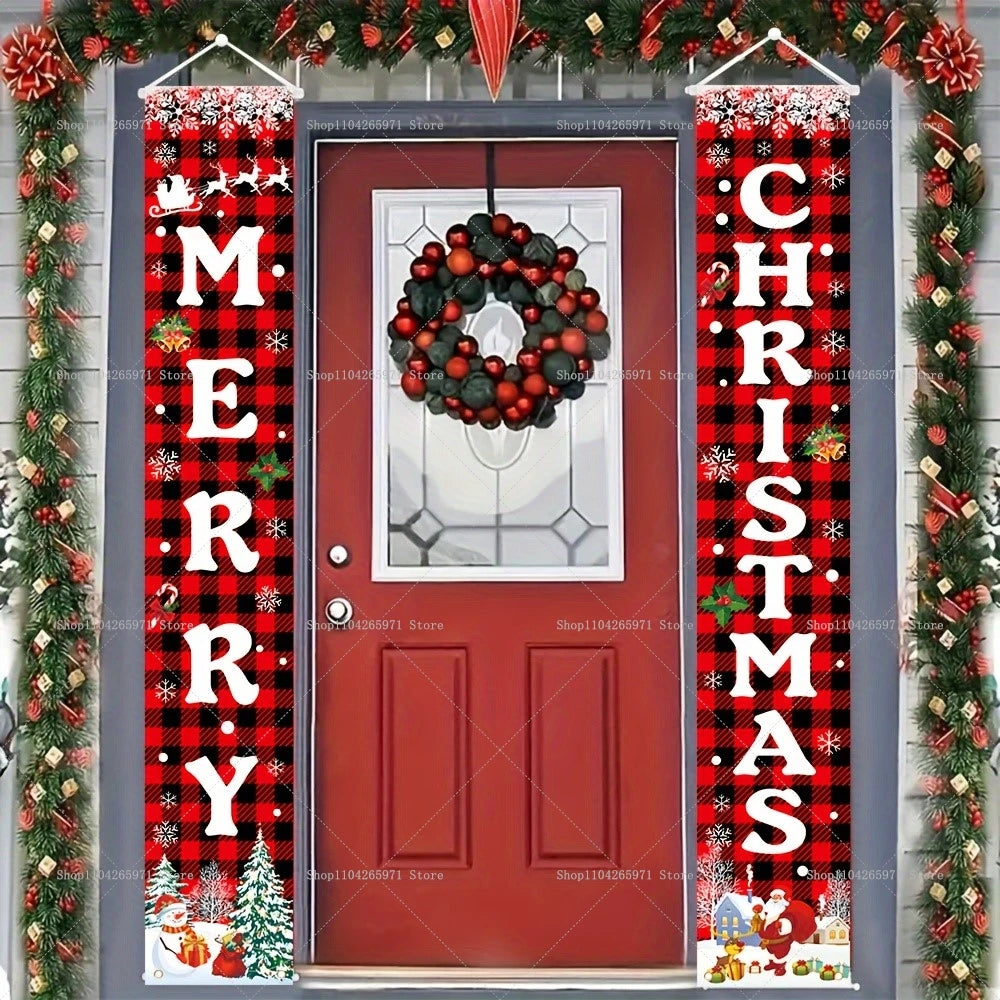 Stunning Christmas Door Couplet for Home Decor!, Festive Christmas Door Banner 2025!, Festive Entrance Magic Merry Christmas Door Banner & Decoration!,