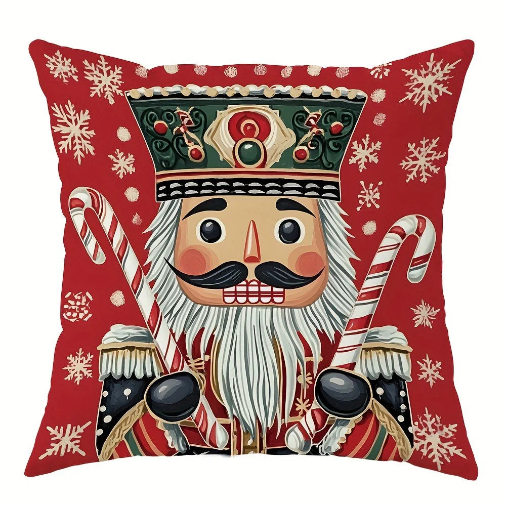 Festive Comfort Christmas Pillow Covers Perfect for Sofas, Bedrooms & Gifts! ,Cozy Up Your Home Christmas Ornament-Printed Pillowcases for Sofas & Beds! , Festive Nutcracker & Gingerbread Pillow Covers!
