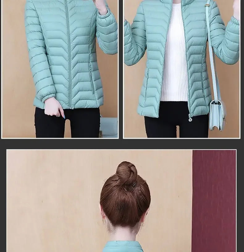 Fashion Women Puffer Jackets Ultralight Duck Down Cotton Jacket 2023 New Autumn Winter Long Sleeve Warm Coat Female Parka