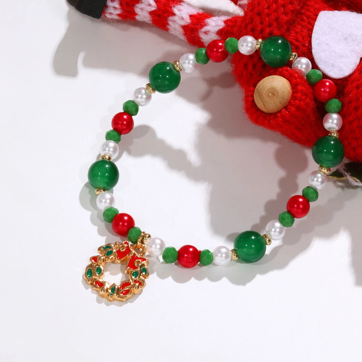 Quality Premium Style 8 Piece New Christmas Star & Snowman Beaded Bracelet Set  (color random)
