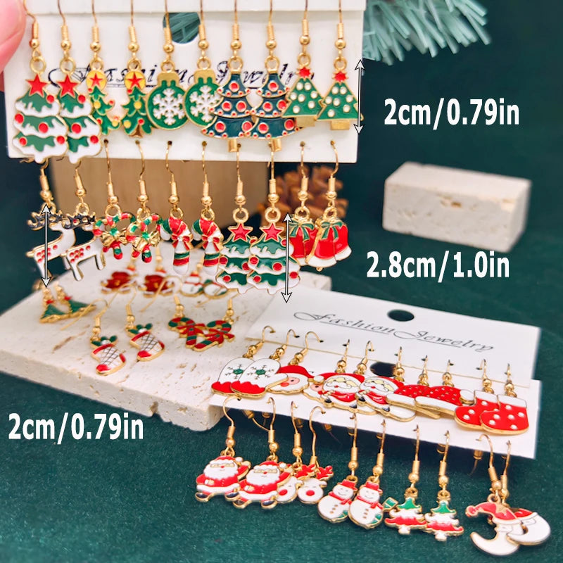 50PCS- Women's Fashion Cartoon Christmas Earrings Set, Christmas Pop Elements, Christmas Earrings, Surprise Gifts