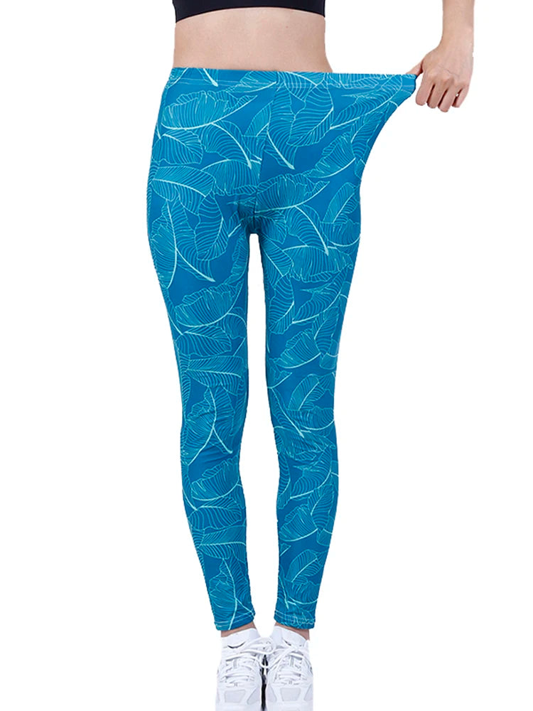 Brand New 2026 Edition CUHAKCI Fashion Women Leggings Beautiful Leaf Floral Printing High Waist Jeggings Stretch Pant Sexy Hot Sale Clothing Mujer