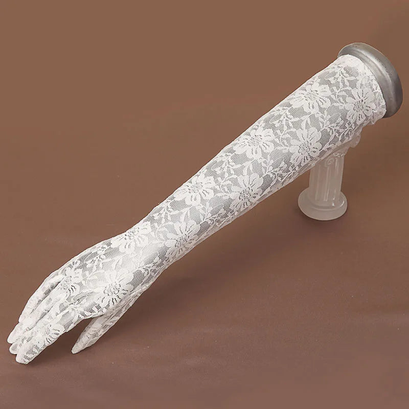 Elegant  Seduction! Hollow Lace Long Gloves Breathable, Sexy & Unapologetically, Premium Transparent Lace Gloves Lolita, Cosplay & Summer Glam Vibes
