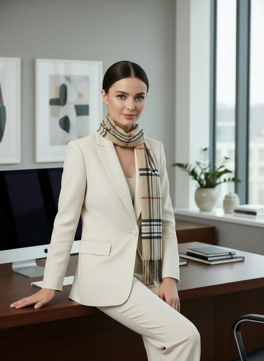 Luxury Cashmere Scarf Warm, Plush & Effortlessly Chic, Premium Plaid Cashmere Shawl for Men & Women Trendy