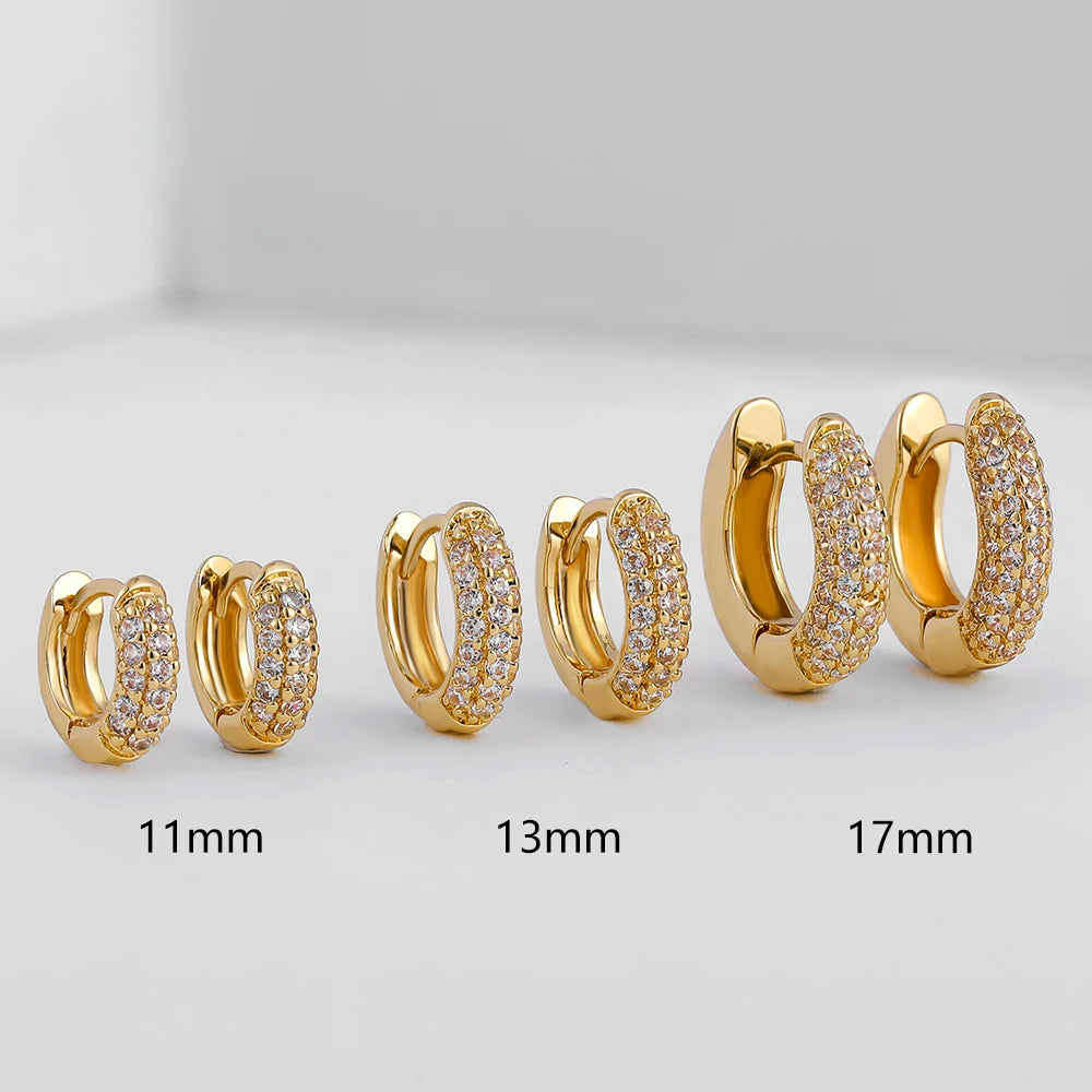 Premium Luxury Quality 2026 Edition High Class Luxury 2026 Style New Gold Plated Huggie Earrings with CZ Zircon Thin Ear Hoops Cartilage Earring for Women Round Minimal Earring Piercing Jewelry