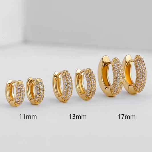 Premium Luxury Quality 2026 Edition High Class Luxury 2026 Style New Gold Plated Huggie Earrings with CZ Zircon Thin Ear Hoops Cartilage Earring for Women Round Minimal Earring Piercing Jewelry