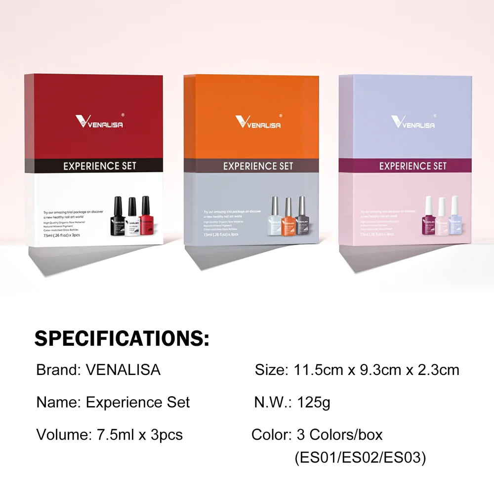 VENALISA Gel Kit 7.5ml x3 Perfect for Chic & Instagram-Ready Nails!, VENALISA Gel Kit 7.5ml x3 Perfect for Chic , VENALISA 3pcs Gel Polish Kit, DIY Salon-Quality Nails at Home, Soak-Off UV/LED Gel Polish