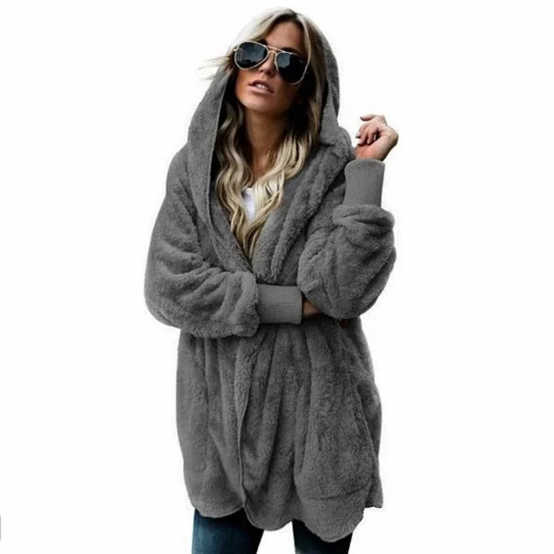 Trend Fashion 2026 Premium Oversized Fleece Cardigan Soft, Stylish & Winter Perfect , Double Fleece Hooded Jacket Plush, Warm & Effortlessly