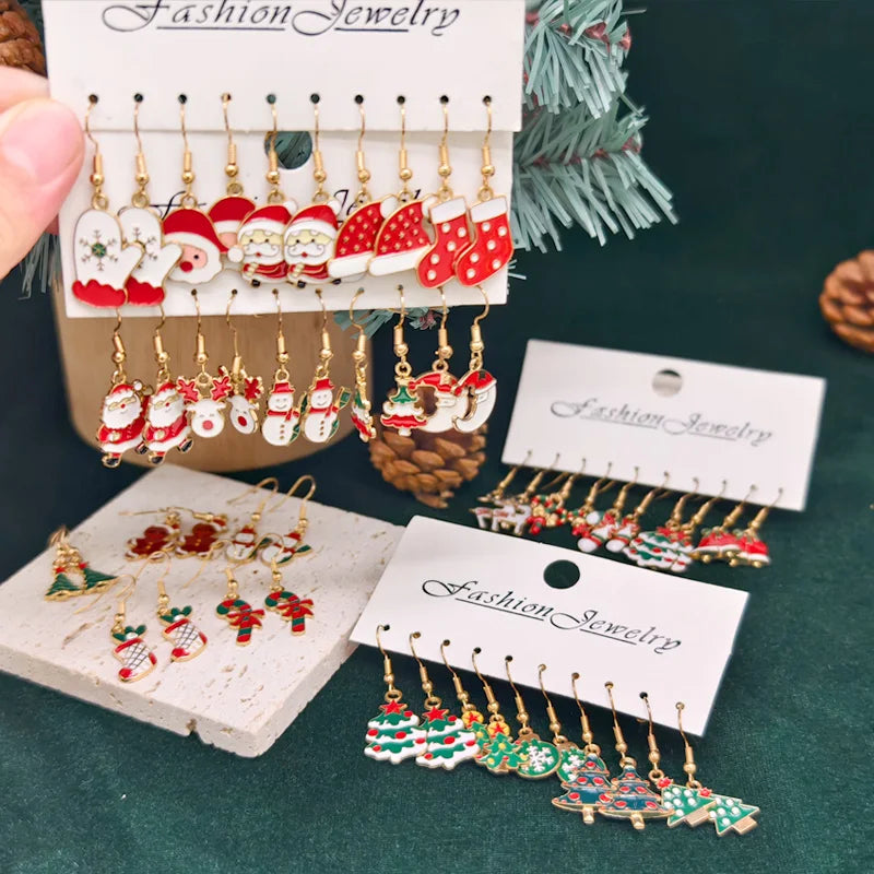 50PCS- Women's Fashion Cartoon Christmas Earrings Set, Christmas Pop Elements, Christmas Earrings, Surprise Gifts