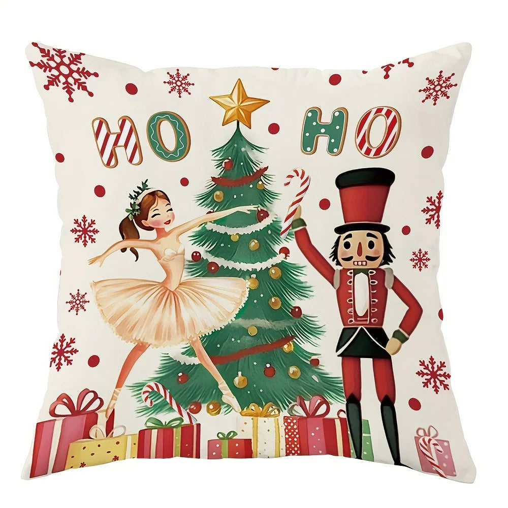 Festive Comfort Christmas Pillow Covers Perfect for Sofas, Bedrooms & Gifts! ,Cozy Up Your Home Christmas Ornament-Printed Pillowcases for Sofas & Beds! , Festive Nutcracker & Gingerbread Pillow Covers!