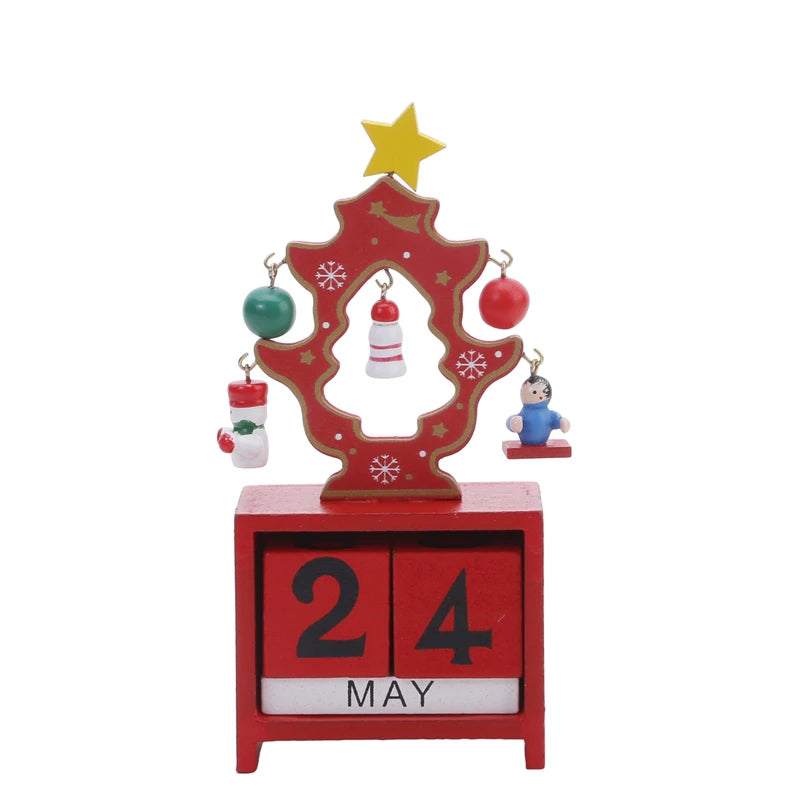 Bring Joy to Your Desk Christmas Countdown Calendar with Cute Characters!, Countdown to Christmas Santa, Elk & Snowman Wooden Calendar! , Festive Wooden Christmas Countdown Calendar!