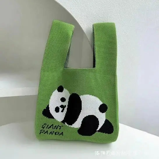 Women Handmade Knitted Small Handbag, Casual Wrist Bag, Student Reusable Shopper Mini Tote Bag, Suitable for Daily Use Outdoor