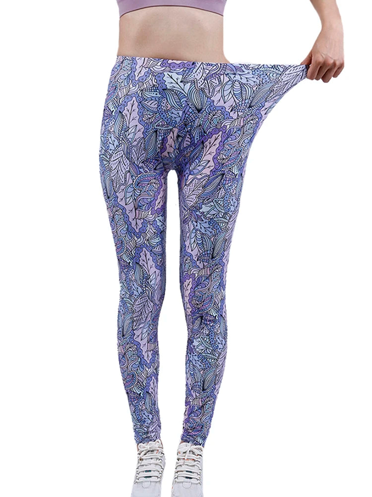 Brand New 2026 Edition CUHAKCI Fashion Women Leggings Beautiful Leaf Floral Printing High Waist Jeggings Stretch Pant Sexy Hot Sale Clothing Mujer