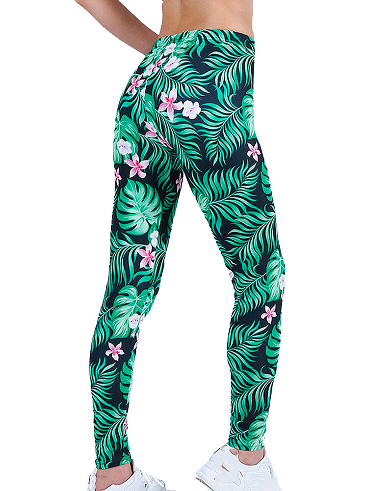 Brand New 2026 Edition CUHAKCI Fashion Women Leggings Beautiful Leaf Floral Printing High Waist Jeggings Stretch Pant Sexy Hot Sale Clothing Mujer