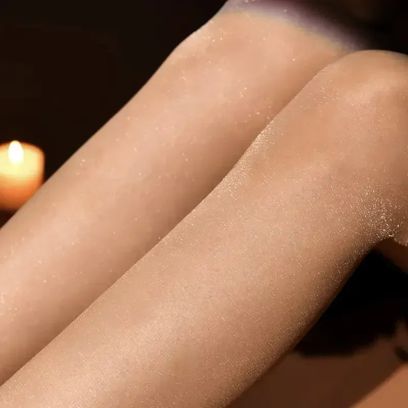 Premium Glitter Transparent Tights for Sexy Legs, Luxurious Summer Silk Stockings for Trendsetters, Tights with Sparkle Glamour for 2026, Chic, Sleek, and Irresistible Glittery Thigh High Pantyhose for Women