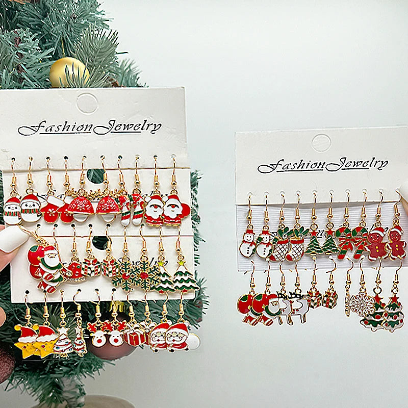 Premium High Clas Christmas Themed 50 pcs Set of Earrings Christmas Themed Earrings Vintage Metal Santa Earrings Designed for Women Fashion