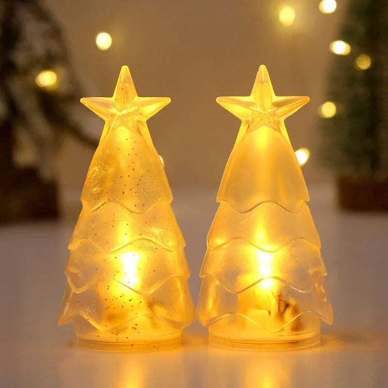 Christmas Night Lights Mini Xmas Tree Candle Lamps 4/1pcs ,Twinkle & Glow  Mini Xmas Tree Candle Lamps for a Magical Christmas!, Tiny Trees, Big Glow — Mini Xmas Candle Lamps for Your Home