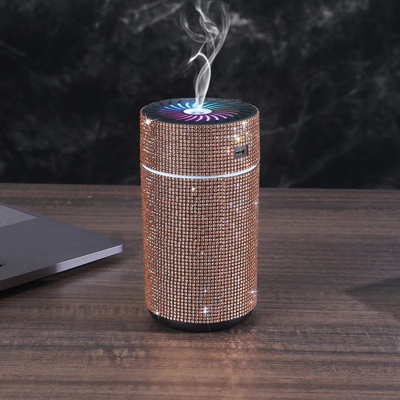 High Quality 2026 Edition Luxury Shiny Car Diffuser Humidifier with LED Light Diamond Auto Air Purifier Diffuser Air Freshener Bling Car Accessories