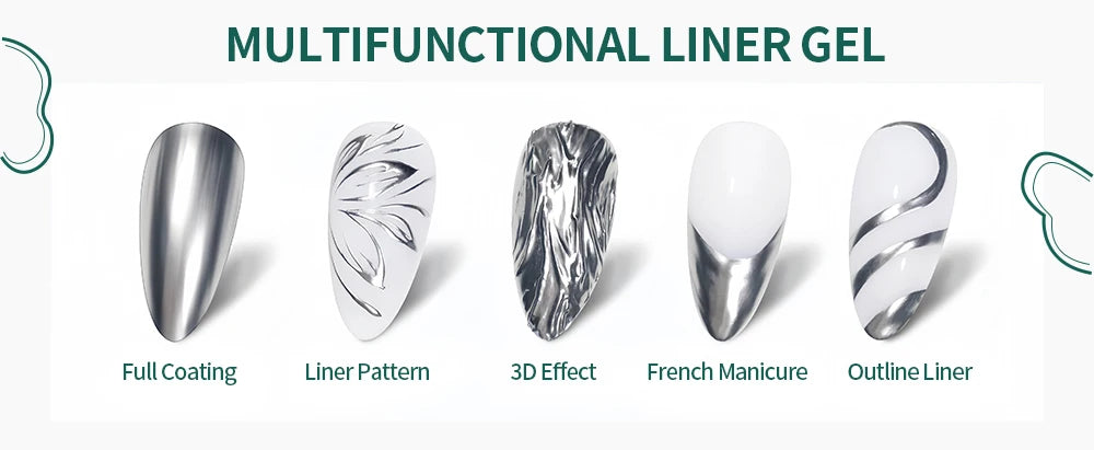 NAILPOP Gel Nail Liner 5 Trendy Colors for Stunning 2026 Nail Art!, DIY French Tips, Swirls & Designs Soak-Off Gel Polish with Brush, NAILPOP 5-Color Gel Liner 2026 Style