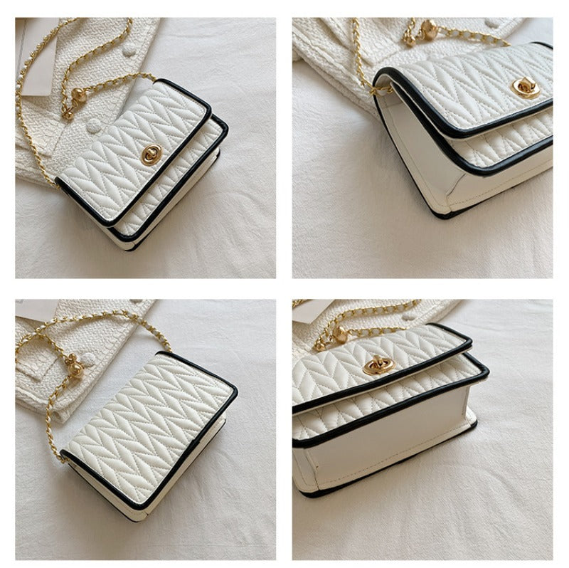 Small Chain Texture Shoulder Bag Elegant, Sleek & Party Ready, Premium Light Luxury Crossbody Bag Chic, Trendy