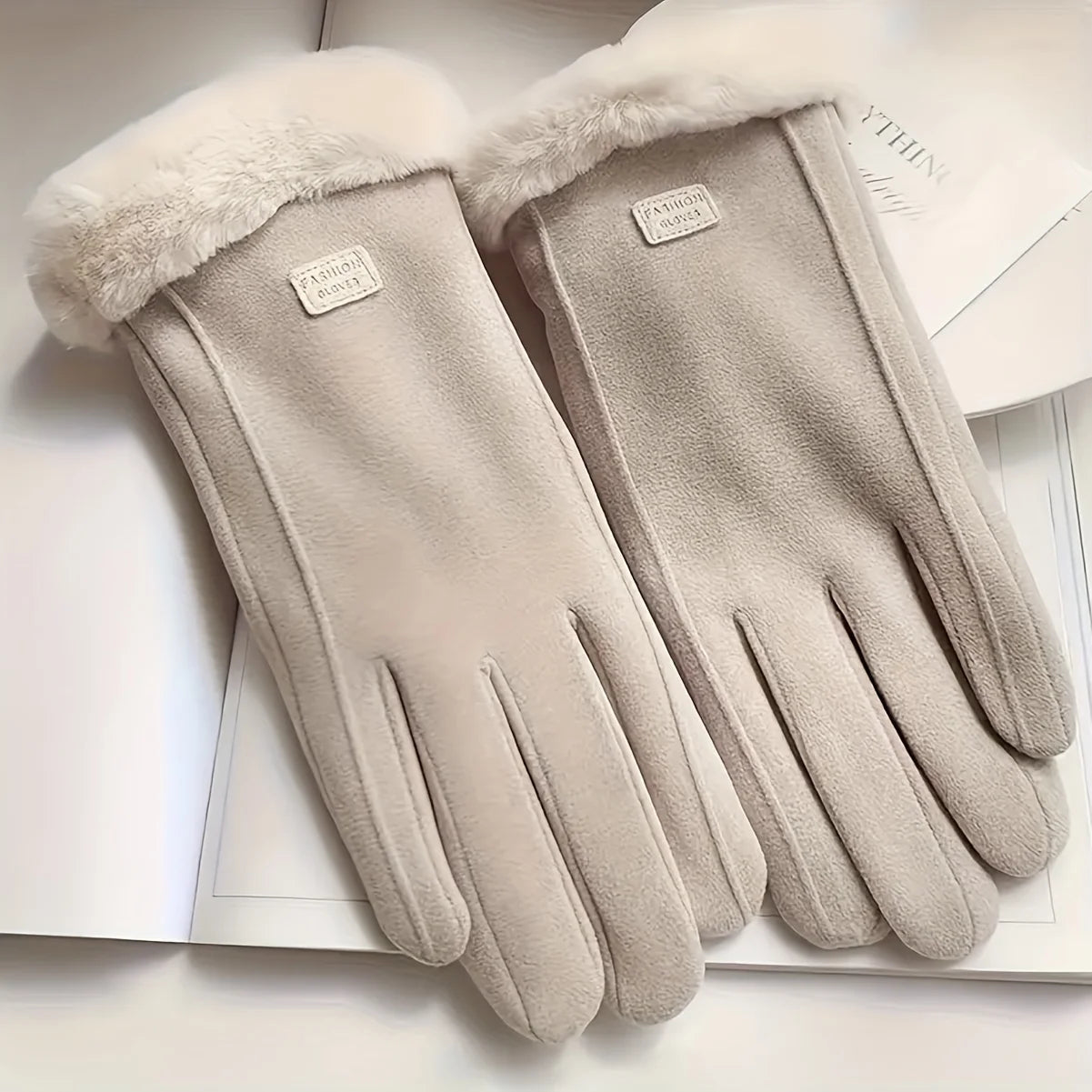 Premium 2026 Beige Winter Gloves with Touchscreen Magic, Winter Chic! Plush Lined Touchscreen Gloves Soft, Warm & Effortlessly Stylish