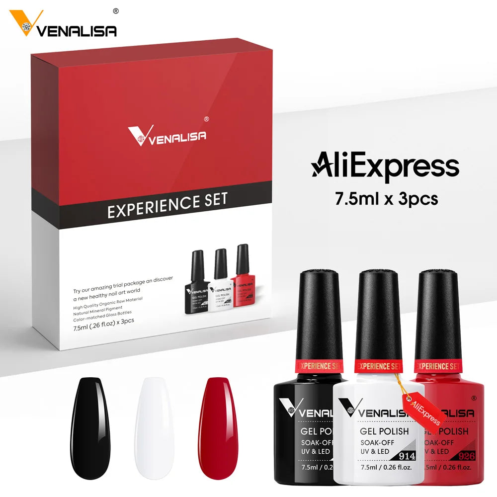 VENALISA Gel Kit 7.5ml x3 Perfect for Chic & Instagram-Ready Nails!, VENALISA Gel Kit 7.5ml x3 Perfect for Chic , VENALISA 3pcs Gel Polish Kit, DIY Salon-Quality Nails at Home, Soak-Off UV/LED Gel Polish
