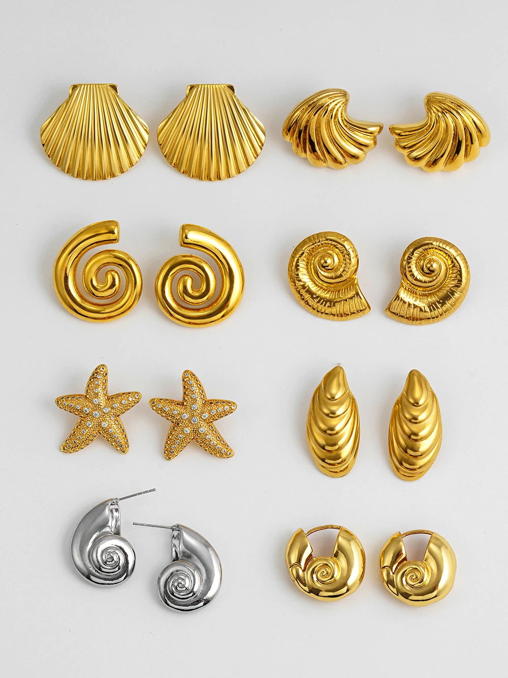 Luxe Gold CZ Earrings for Women Who Slay, Golden Seashell Elegance Premium CZ Starfish Earrings for Trendsetters,  Jewelry Alert! Premium Seashell Earrings Perfect for Summer Glam, Jewelry Alert! ,  Summer Glam