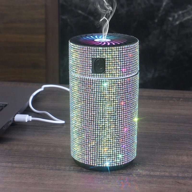 High Quality 2026 Edition Luxury Shiny Car Diffuser Humidifier with LED Light Diamond Auto Air Purifier Diffuser Air Freshener Bling Car Accessories
